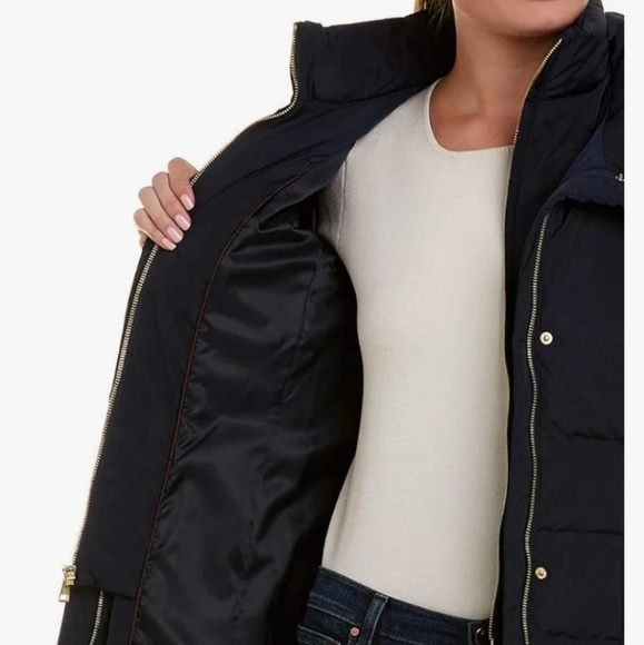 Cole Haan long down filled zip front coat - Picture 4 of 5